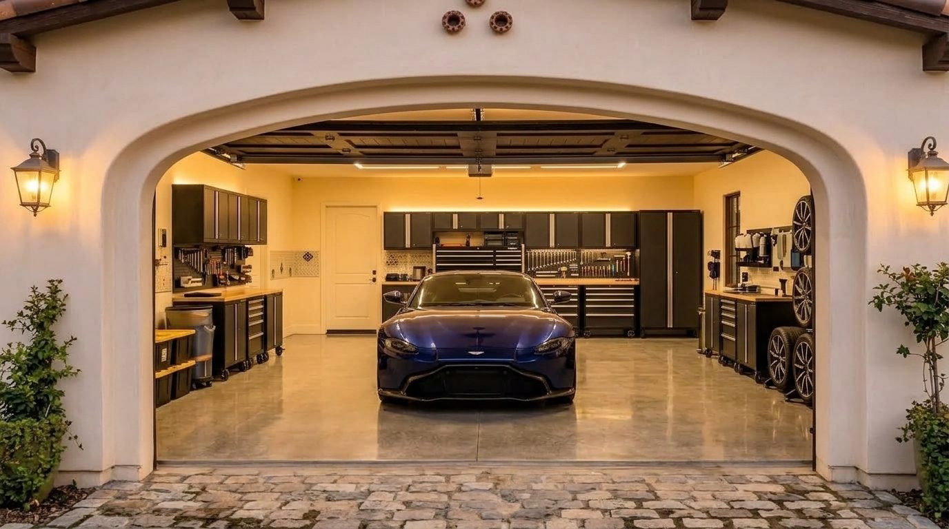 Teresa Garage Door Repair Service Interior View of Custom Garage Door Overhead and Workshop